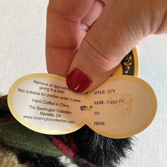14” Plush “Fraser Fir” Black Bear #1574 Retired 2006 Bearington Christmas Tags - Picture 10 of 12